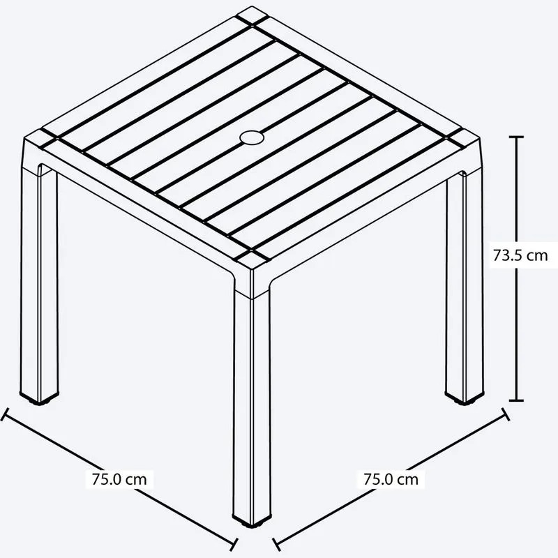 MESA BARU CUAD 75X75CM MARRON