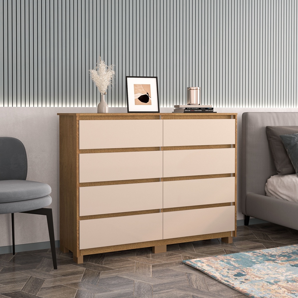 GAVETERO COIMBRA DE 8 GAVETAS  FREIJO/OFF WHITE,  230072.0002