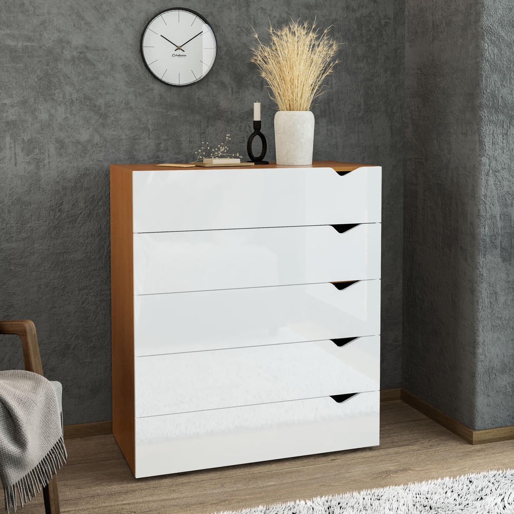 GAVETERO PORTO DE 5 GAVETAS  FREIJO/BLANCO,  240822.0006