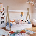 CAMA SINGLE INFANTIL CABANA MONTESSORI ITAPUA CON BLANCO 190X80 (NO INCLUYE COLCHON), CCM003ITBC